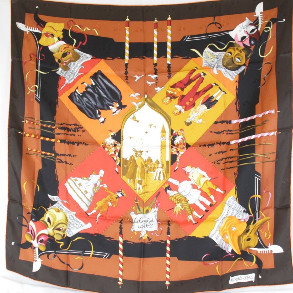 HERMES Red Silk Scarf